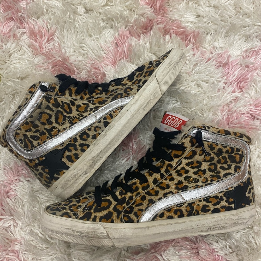 Golden Goose Cheetah print Sherpa sneakers